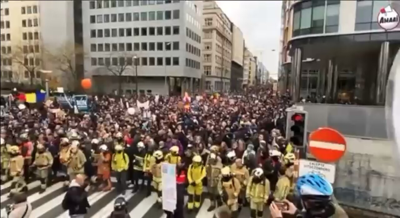 Protest in Brussels, Belgium against vaccine passport tyranny