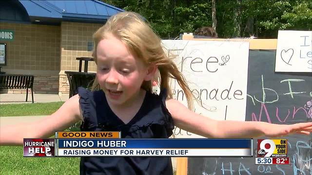 Five-year-old donates money from lemonade stand to Hurricane Harvey aid fund