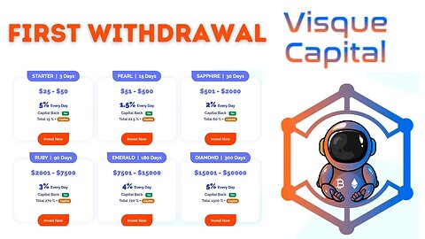 Visque Capital | First Withdrawal | Earn 1.5%-5% Daily ROI