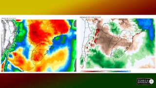 Chuvas e áreas de instabilidade no Sudeste e Brasil central. Sul com baixa umidade