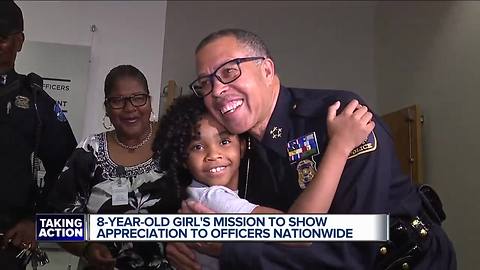 Louisiana girl on mission to hug police officers in all 50 states visits Detroit