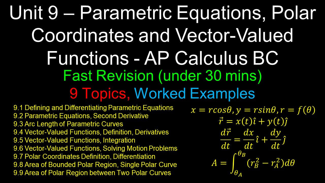 Parametric Equations, Polar Coordinates and Vector-Valued Functions - Unit 9 - AP Calculus BC