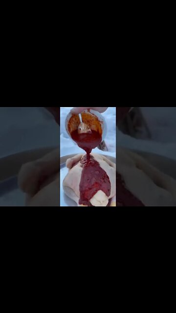 Chicken 🍗 Roast Outdoor in Snow! #ytshorts #shorts #Food #Streetfood #UpFoodReview