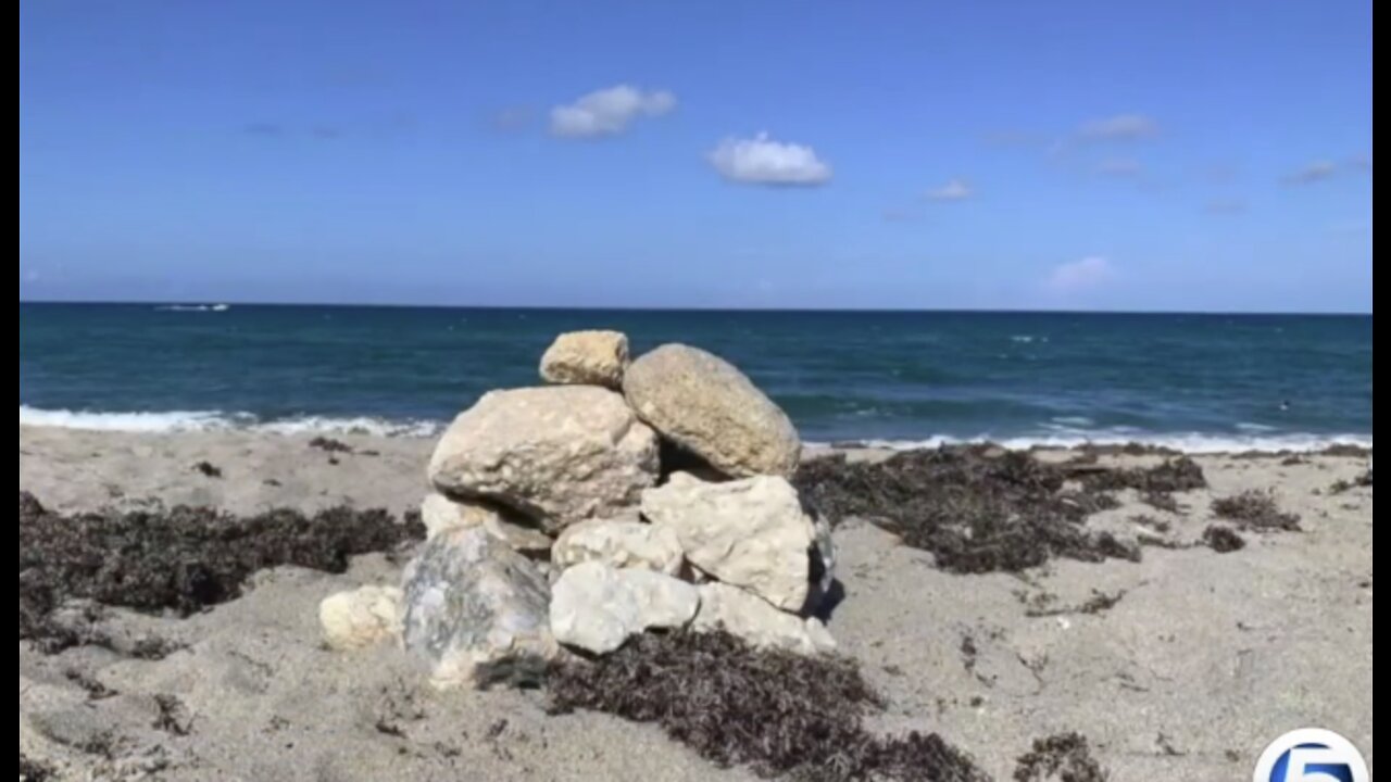 Construction debris littering beach