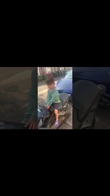 My little boy loves motorcycles- here he is trying one #motorcycle