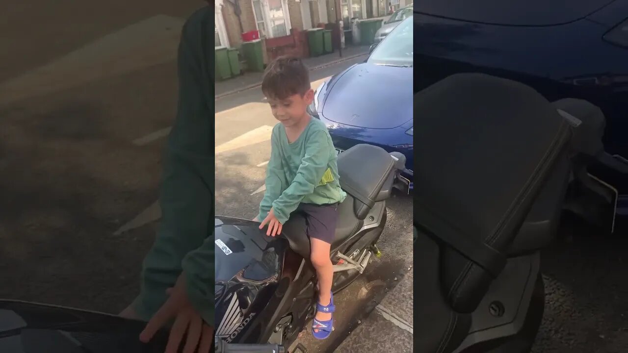 My little boy loves motorcycles- here he is trying one #motorcycle