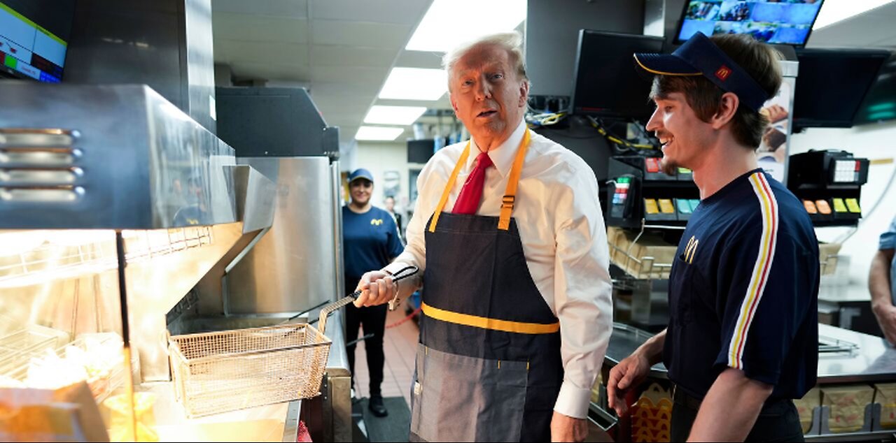 Crowds Support Trump as He Works McDonald's in Pa.