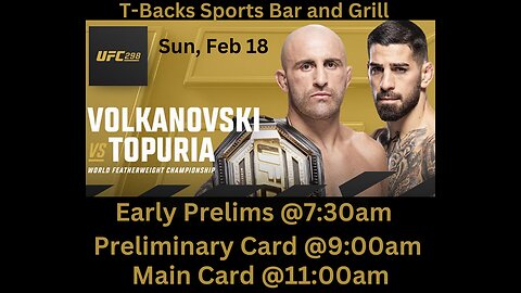 T-Backs Sports Bar and Grill Sports Schedule and Hot Dog Special for Sunday February 18, 2024