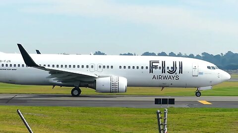 Fiji Airways Boeing 737 Taxi And Takeoff Christchurch International Airport