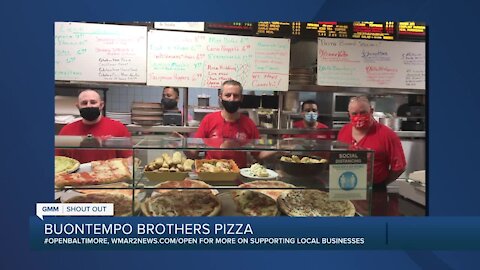 Buontempo Brothers Pizza in Bel Air says "We're Open Baltimore!"