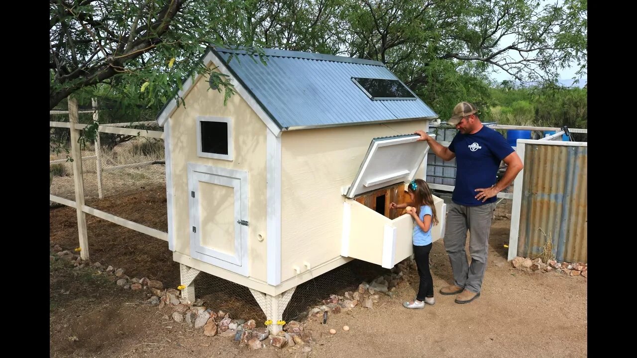 Chicken Coop Tour - Rainwater harvesting, Solar, DIY Feeder, ... and more!