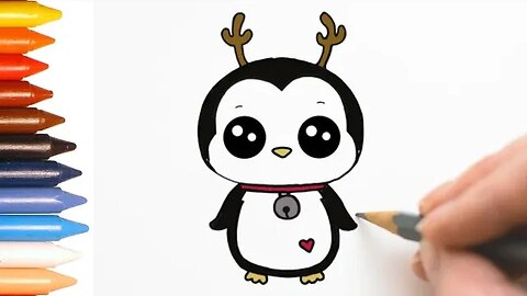 COMO DESENHAR PINGUIM KAWAII - FÁCIL - PASSO A PASSO