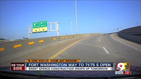 Fort Washington Way to I-71/75 S to open