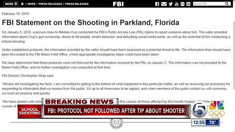 FBI admits they failed to investigate January tip on suspected Parkland gunman Nikolas Cruz