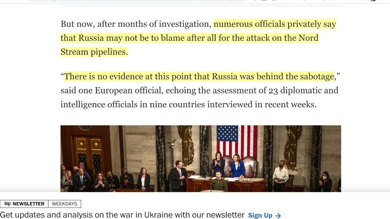 🟨 華盛頓郵報：沒有確鑿證據表明俄羅斯是北溪襲擊事件的 "幕後黑手"