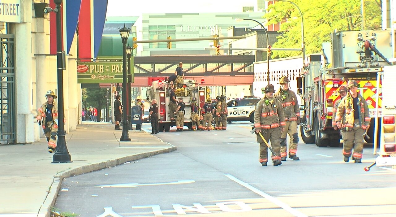 Portion of lower level concourse at Sahlen Field damaged by fire