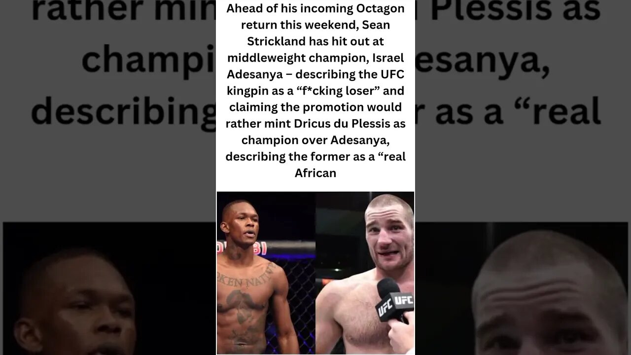 Sean Strickland fuels rivalry with 'f*cking loser' Israel Adesanya,