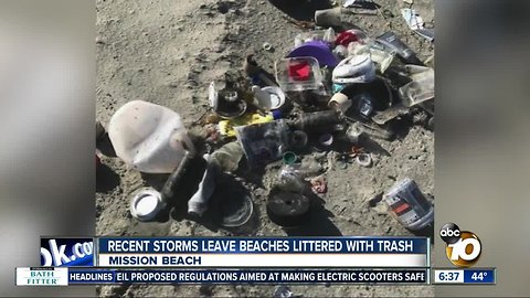 Storms leave San Diego beaches littered with trash