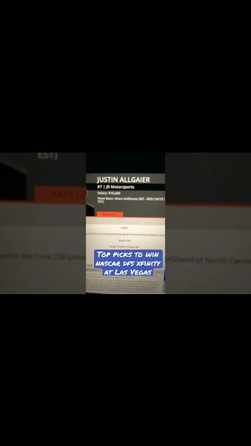 Top Picks to Win Xfinity ALSCO Uniforms 302 NASCAR Daily Fantasy Sports DFS