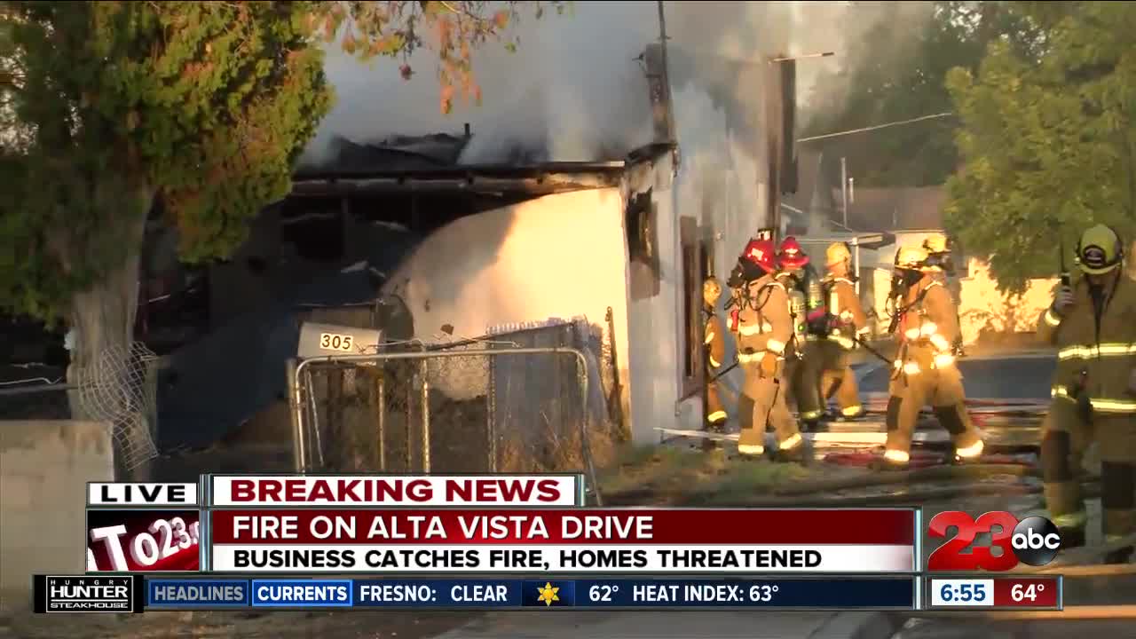 Fire threatens homes in East Bakersfield Monday morning