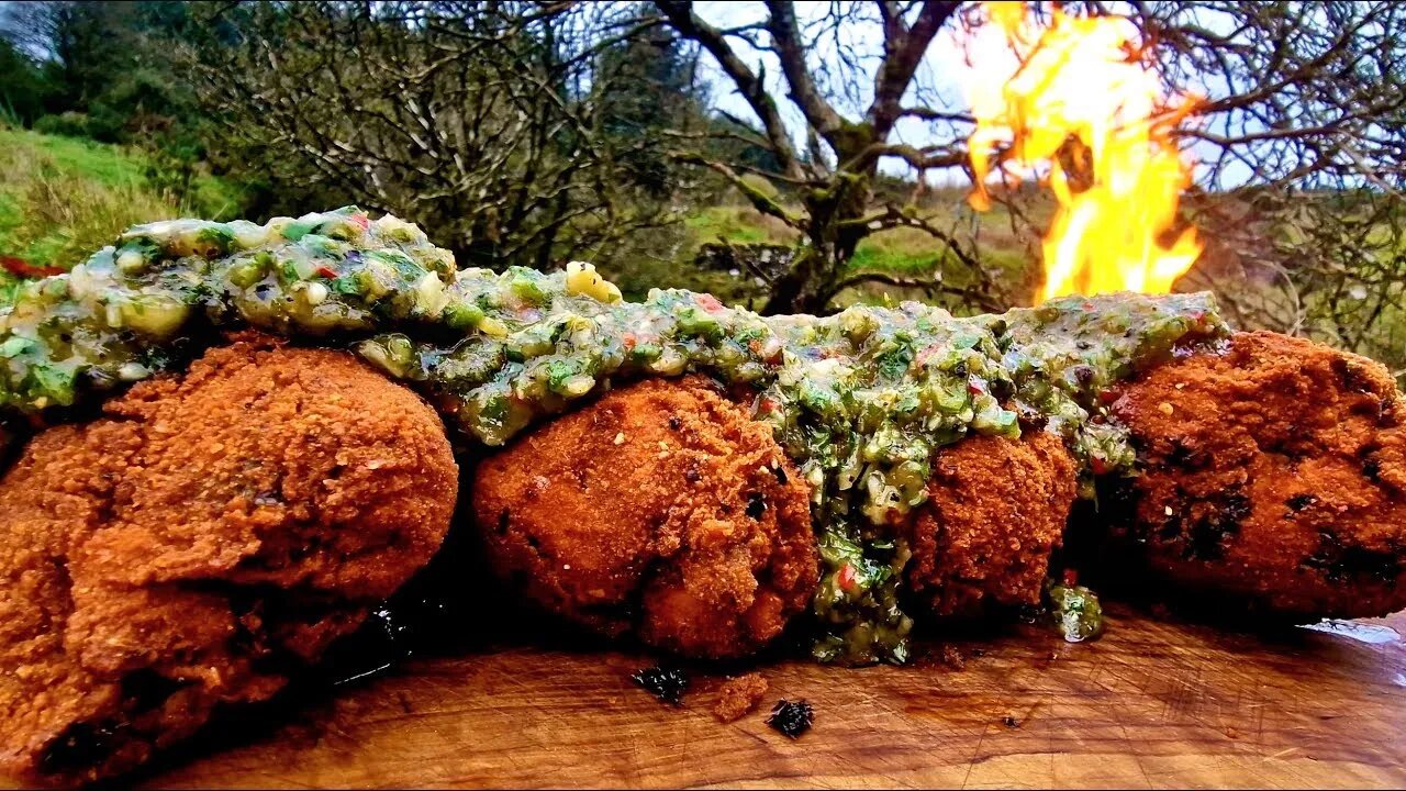 Fried Stuffed CHICKEN. Buscraft Style. ASMR Cooking. (4K, Relaxing Sounds)