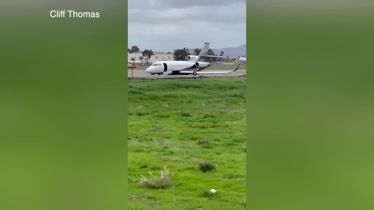 VIDEO: Jet slides off the runway at Montgomery Field