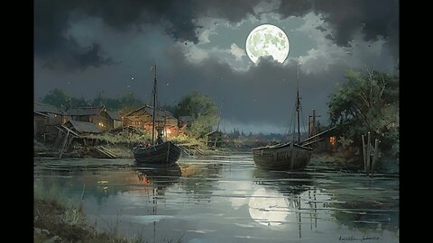 The boats under moon