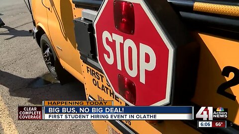 Test your skills driving a school bus at hiring fairs in Olathe today, next week