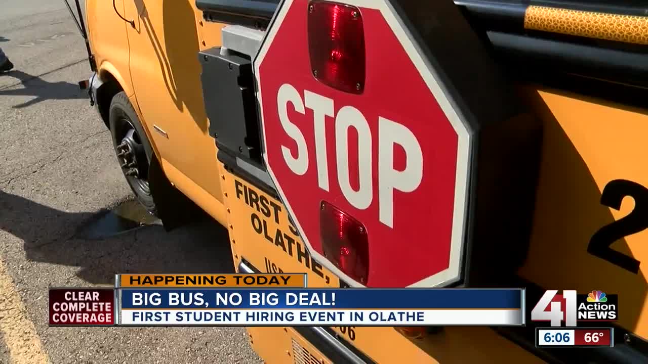 Test your skills driving a school bus at hiring fairs in Olathe today, next week
