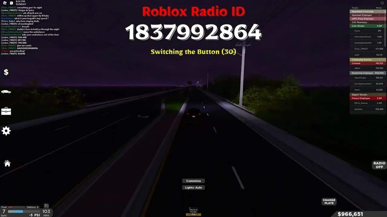 Switching Roblox Radio Codes/IDs