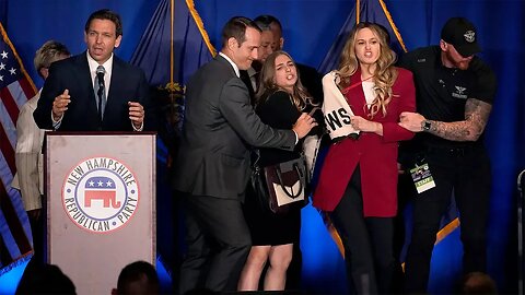 Ron DeSantis speech to New Hampshire Republicans momentarily interrupted by protesters