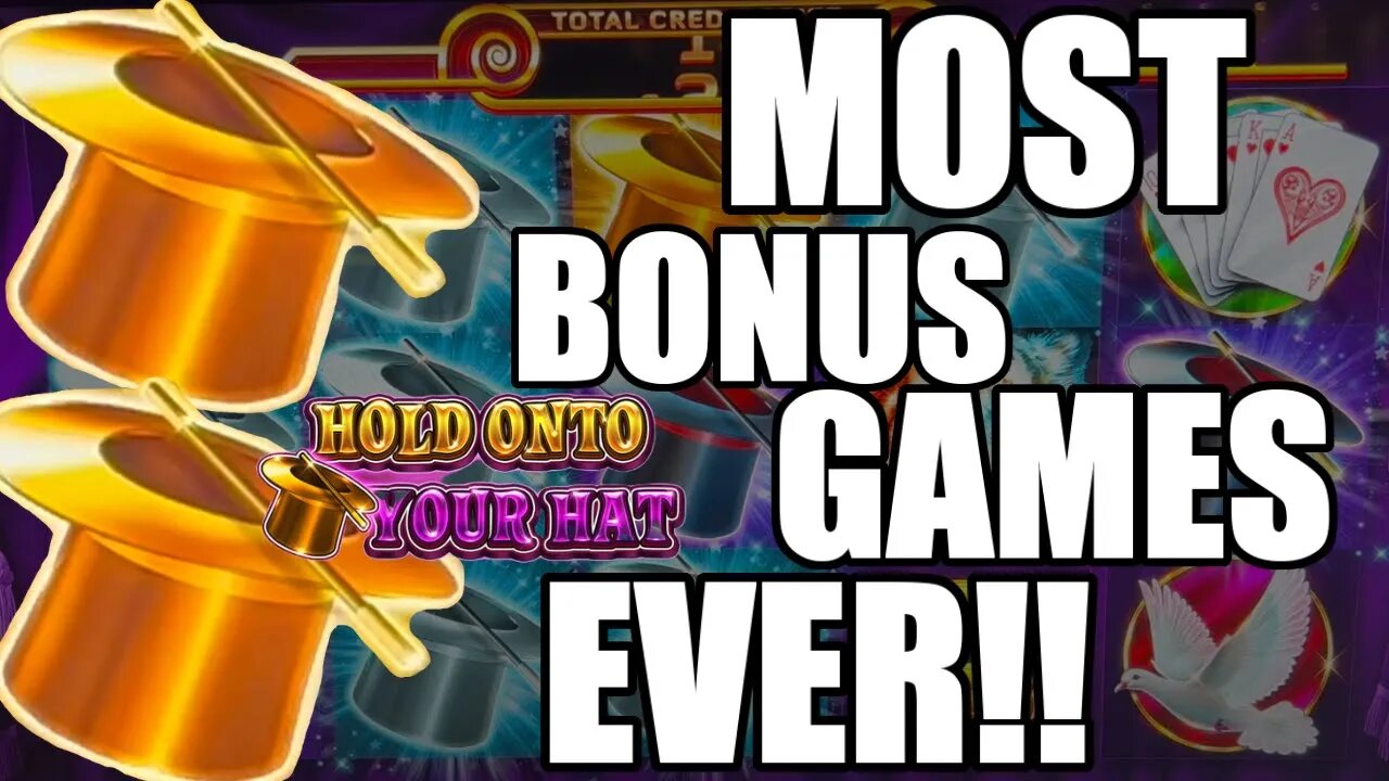 WOW! NONSTOP BONUS GAMES ON HOLD ON TO YOUR HAT SLOT MACHINE! JACKPOT