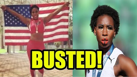 Gwen Berry BUSTED AS A FRAUD as VIRAL picture shows her HOLDING UP the US FLAG!