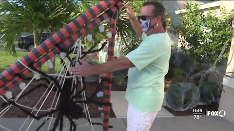 Estero couple creates crafty slide to keep trick-or-treaters safe this Halloween