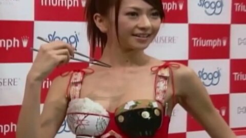 Japanese Model Eats a Lingerie Dinner! - Whacked Out TV