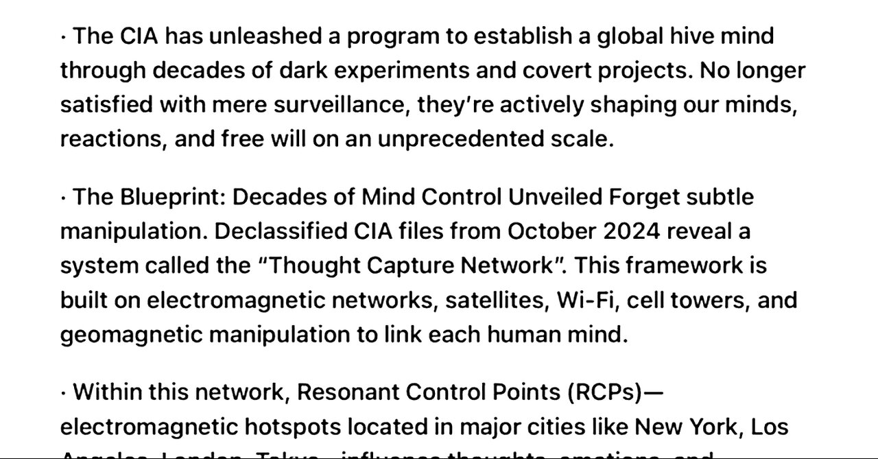 THOUGHT CAPTURE - CIA PROGRAM BUILT ON ELECTROMAGNETIC NETWORKS 💀