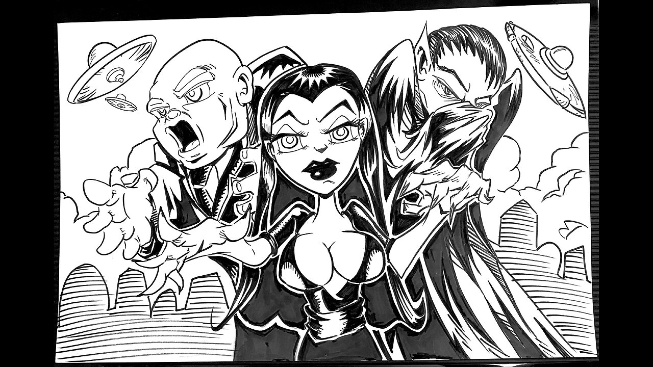 Friday Live Drawing Stream! Inking Plan 9 From Outer Space Piece for Patreons