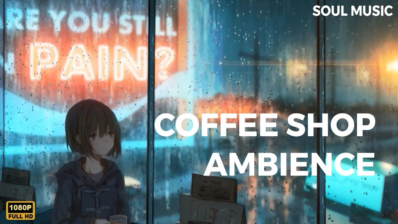 Rainy Night Coffee Shop Ambience with Relaxing Jazz Music and Rain Sounds