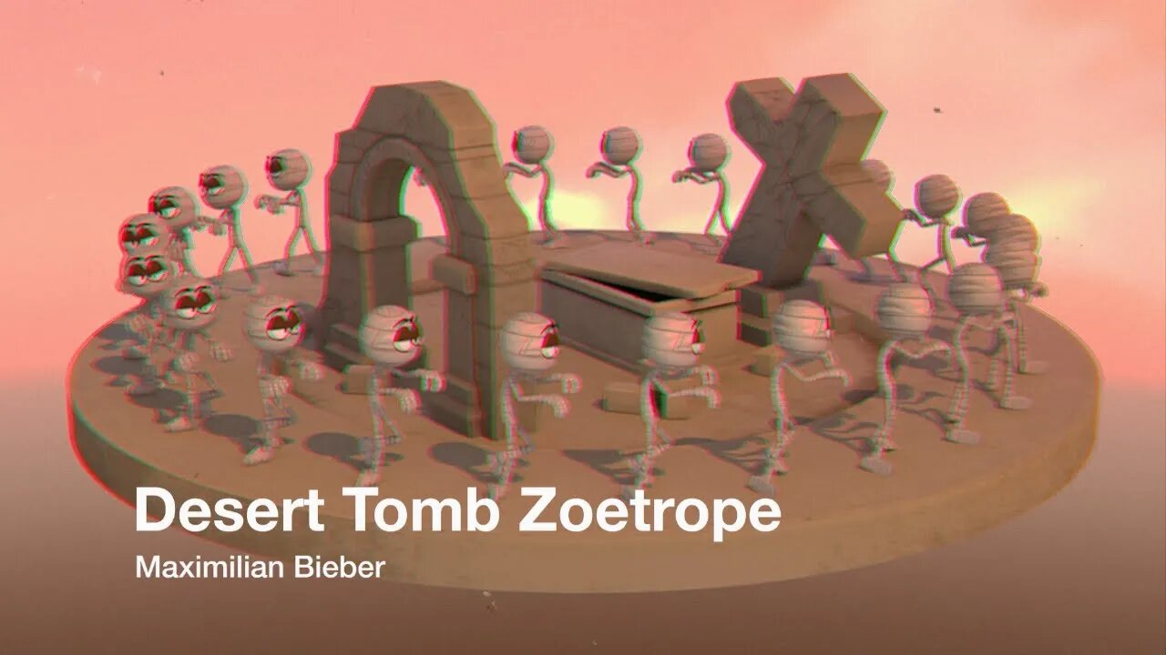 Desert Tomb Zoetrope (Retro Ver.) - 3D Animation - Zeitbasierte Medien - Autodesk Maya