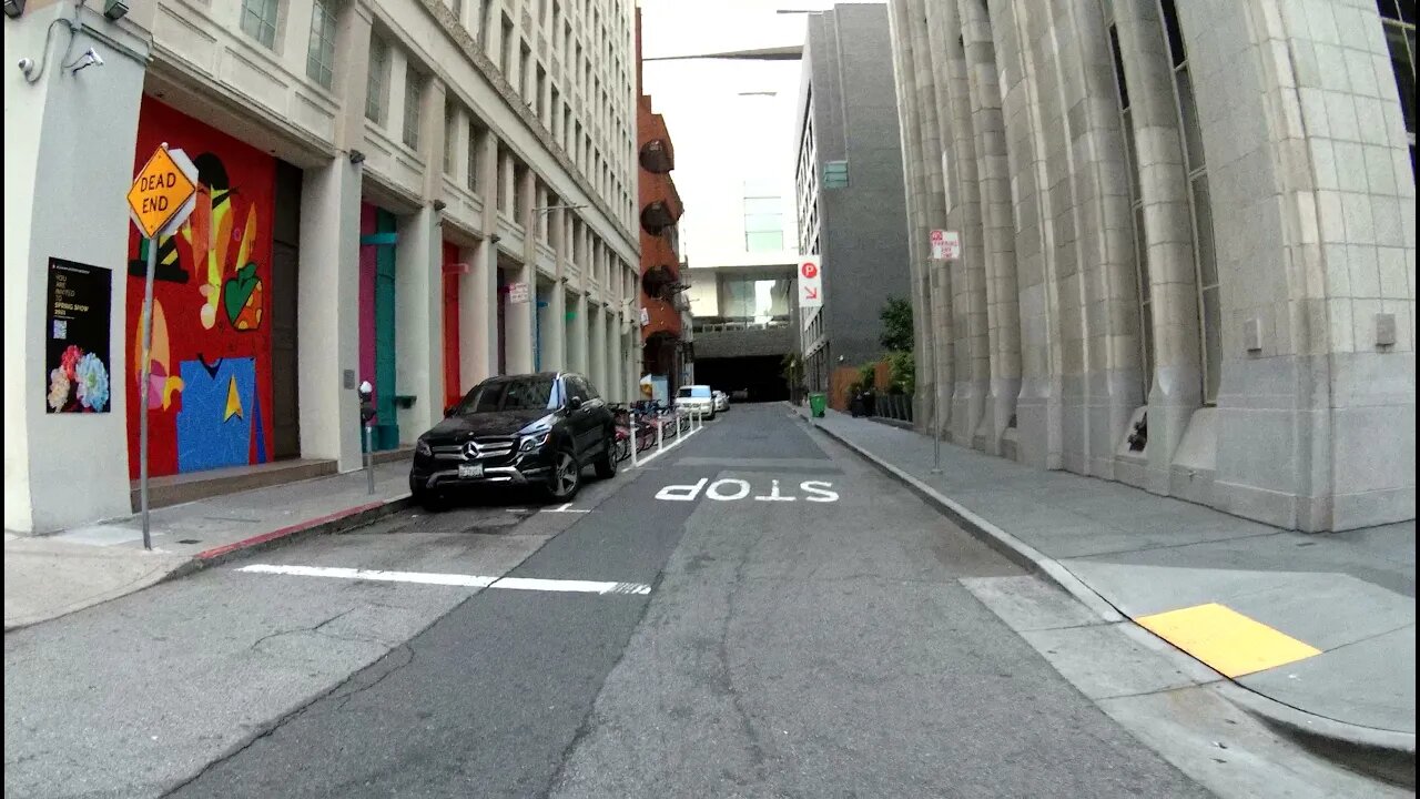 Walking in Seedy San Fran back alley near East Cut/ Transit Center