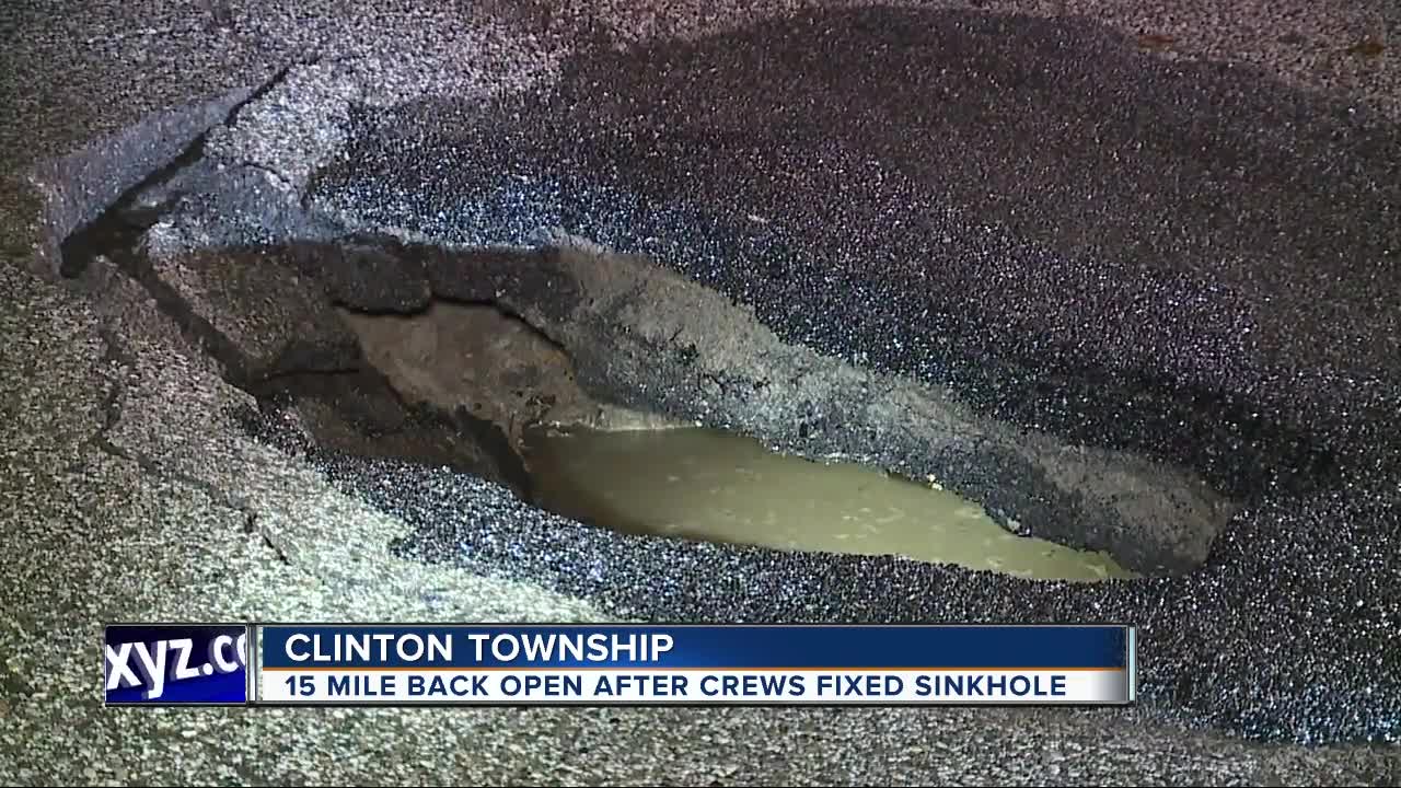 15 Mile Road now open in Clinton Township after sinkhole shut it down