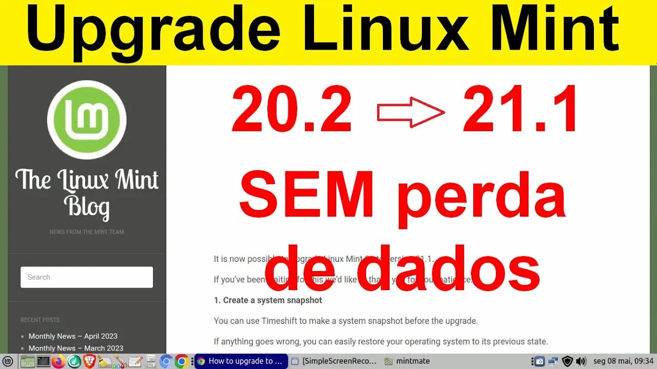 Como fiz o Upgrade do Linux Mint sem formatar o PC. Atualizei do Linux Mint 20.2 para a versão 21.1