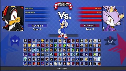 Sonic base & Shadow base VS Amy Rose & Blaze I Sonic Battle MUGEN HD