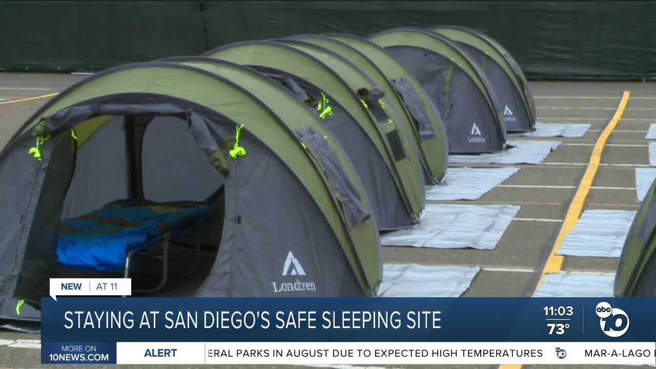 Unhoused man describes staying at City of San Diego's Safe Sleeping site