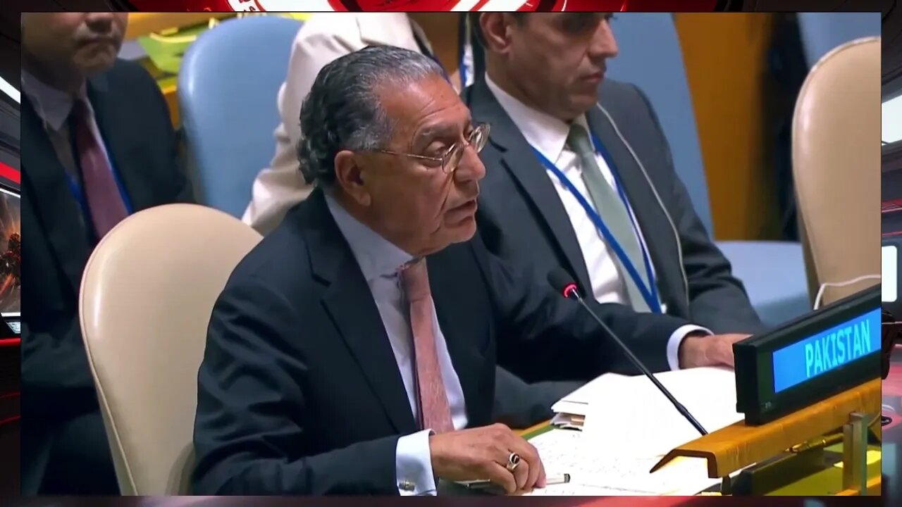 A representative for Pakistan makes a statement before the vote on the Gaza resolution