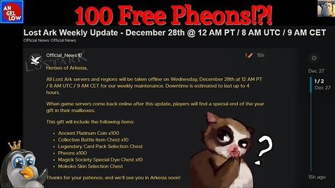 Weekly Reset 12-28-22: "Special End of the Year Gift!" 100 Free Pheons and Legendary Selection Pack!