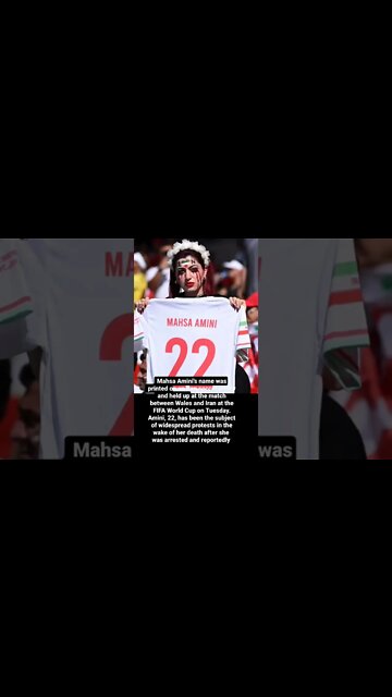 Mahsa Amini's name was printed on an Iran soccer jersey and held up at the match between Wales an.