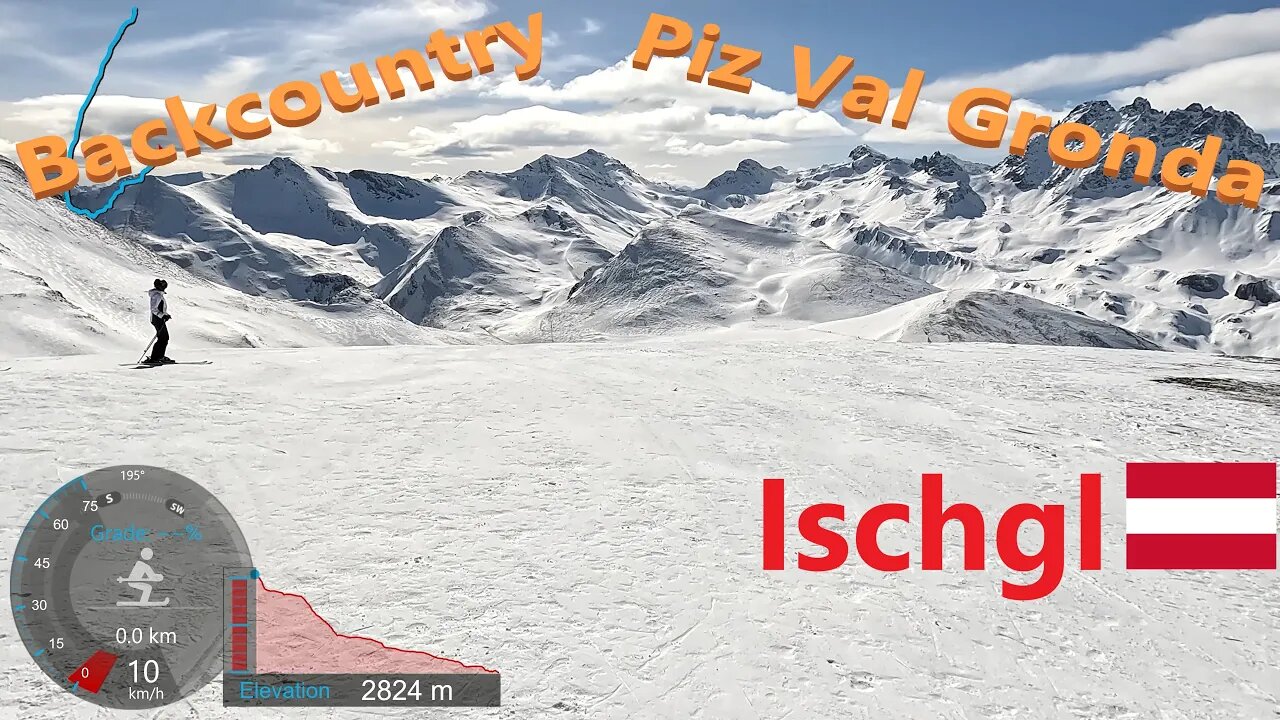 [4K] Skiing Ischgl, Piz Val Gronda Backcountry Off-Piste Crossing the Border, Austria, GoPro HERO11