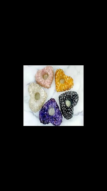 HEART CANDLE HOLDER TUMBLED STONES