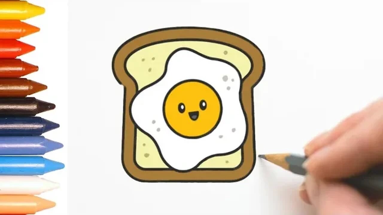 COMO DESENHAR PÃO COM OVO KAWAII - FÁCIL